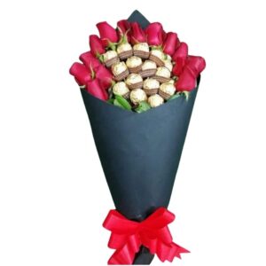 Rosas rojas y chocolates.